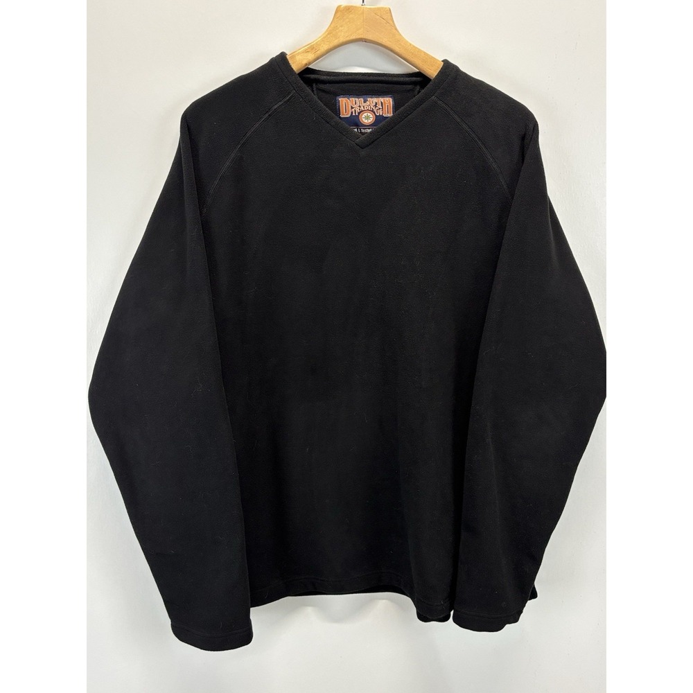Duluth Trading Co Heavy Fleece Pullover Sz XLarge Men's Black Vneck